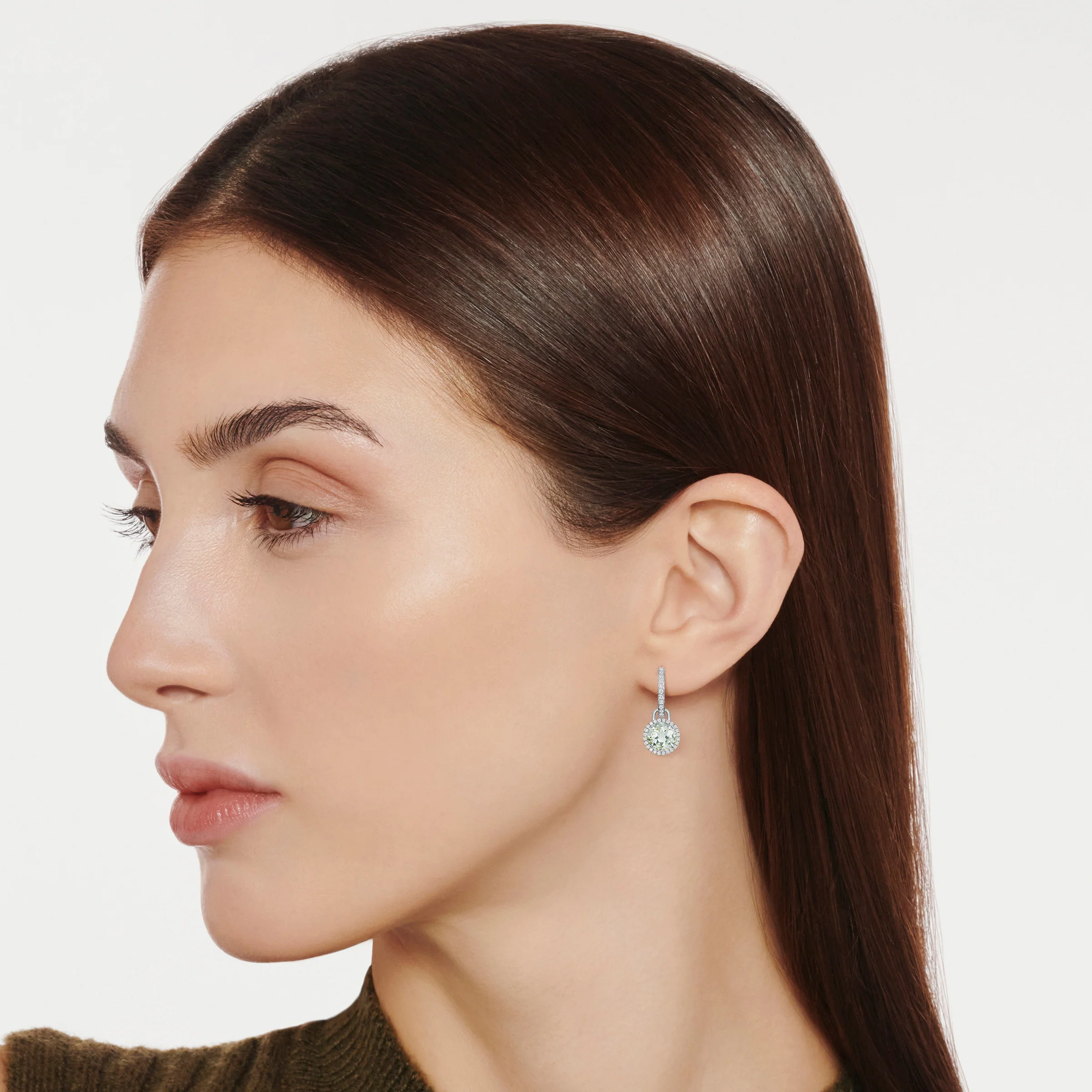 Grace Mini Green Amethyst and Diamond Detachable Earrings - Image 3