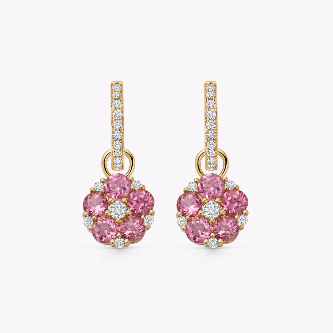 Petals Pink Tourmaline and Diamond Detachable Drops - Image 2