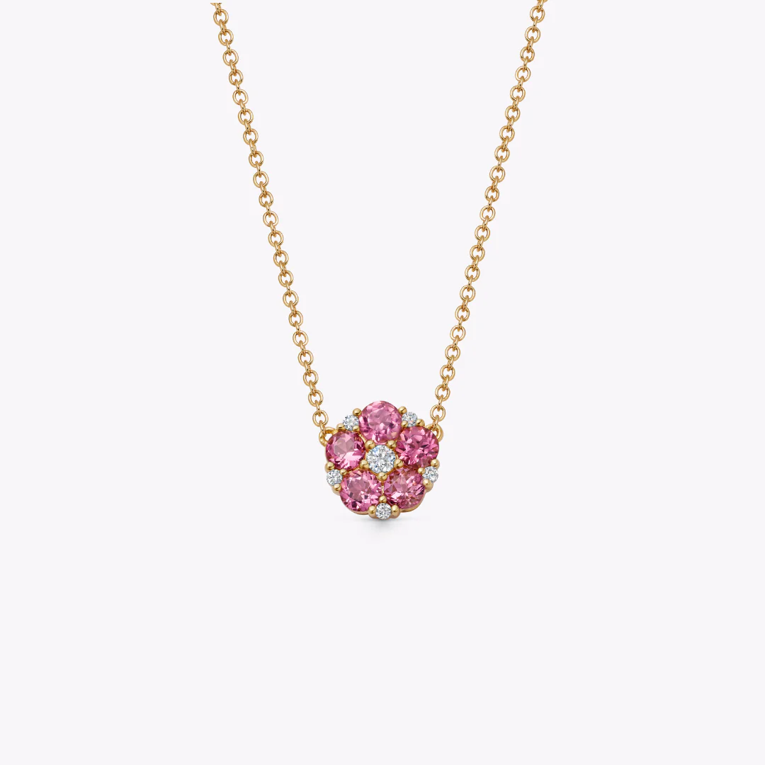 Petals Pink Tourmaline and Diamond Necklace
